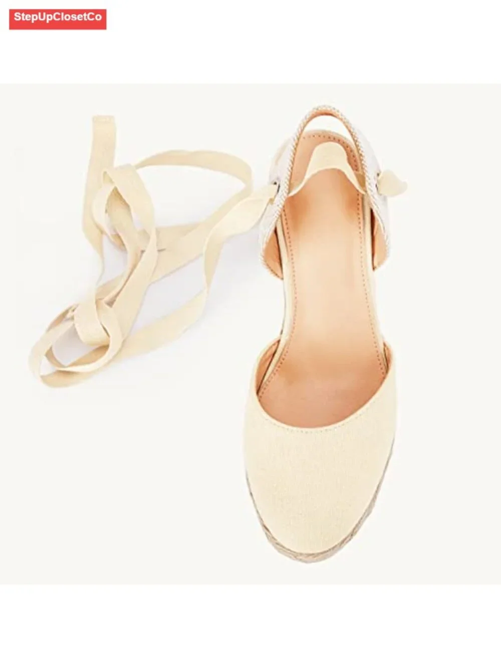 Womens Lace Up Espadrilles Closed Toe Wedges Sandals Slingback Platform Heels